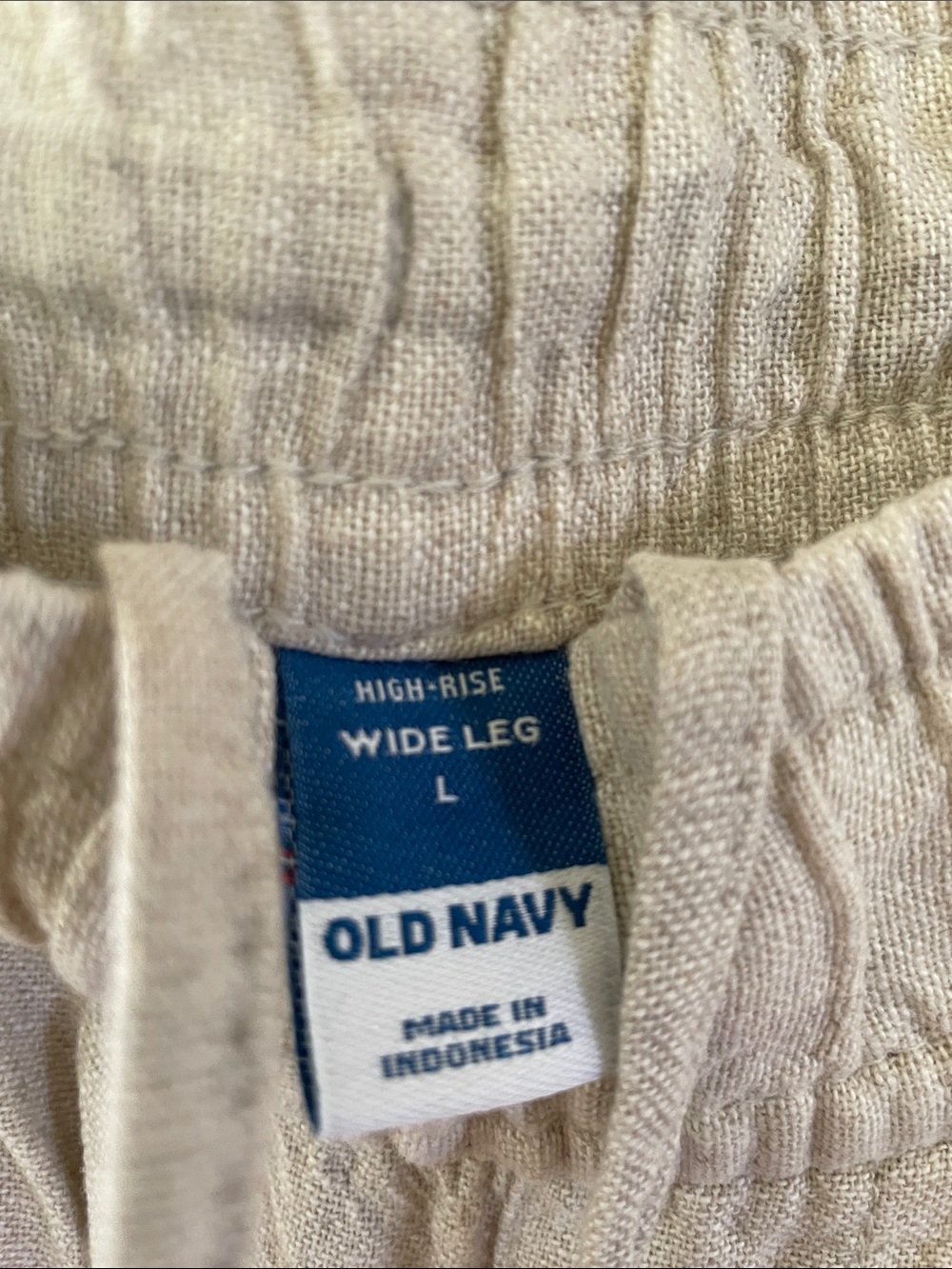 Old Navy Women's Drawstring Linen-Blend Pants - Light Beige - Picture 3 of 3